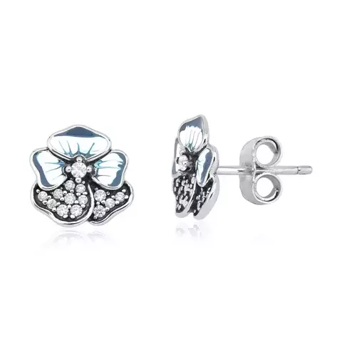 Brinco Prata 925 Flor Resinada e com Zircônia - comprar online