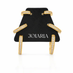 Trio de Brincos Banhado a Ouro 18k de Argola com Zircônia