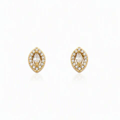 Brinco Banhado a Ouro 18k com Pedra e Zircônia
