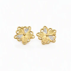 Brinco Banhado a Ouro 18k e Prata Flor Lisa