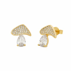 Brinco Banhado a Ouro 18k Pedra e Cravejado
