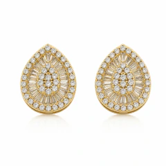 Brinco Banhado a Ouro 18k Gota com Pedra