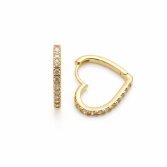 Brinco Banhado a Ouro 18k Argola Coração Zircônia