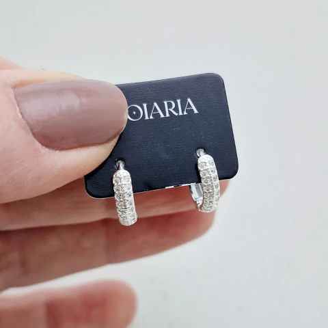 Brinco Prata 925 Argola com Zircônia 12mm - comprar online