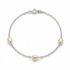 Pulseira Prata 925 Pérolas Irregulares