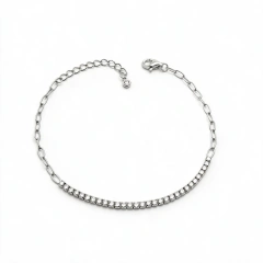 Pulseira Prata 925 com Detalhe Riviera 2mm
