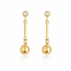 Brinco Banhado a Ouro 18k Bola e Zircônia