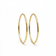 Brinco Banhado a Ouro 18k Argola Trabalhada Engate
