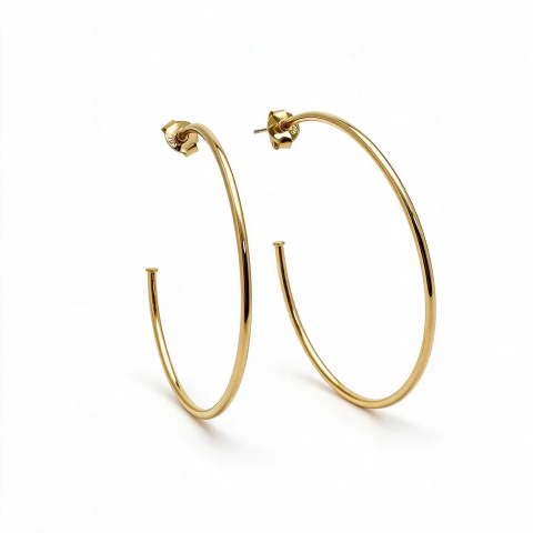 Brinco Banhado a Ouro 18k Argola com Tarraxa