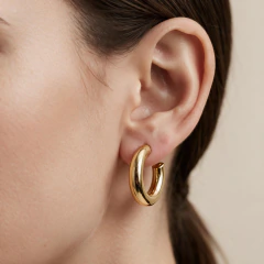 Brinco Banhado a Ouro 18k Argola com Tarraxa