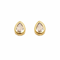 Brinco Banhado a Ouro 18k Ponto de Luz Gota