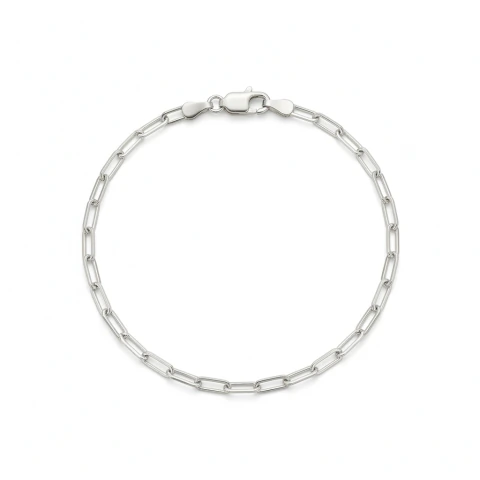 Pulseira Prata 925 Elos Retangulares 3mm
