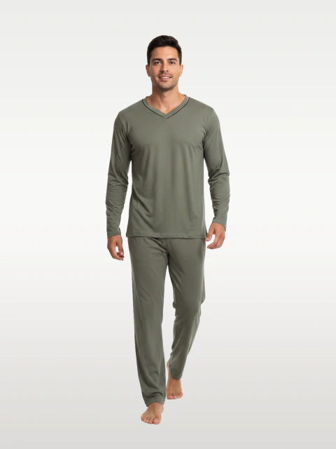 Pijama Masc. Longo Gola V Algodão
