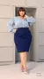 Saia Plus Size Lápis Secretária azul - comprar online