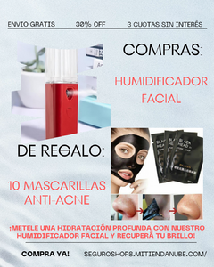 Humidificador facial + 10 mascarillas antiacne de REGALO