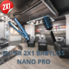 OFERTA 2X1 BABYLISS PRO NANO TITANIUM - PLANCHITA DE PELO + CEPILLO TERMICO