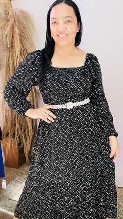 Imagem do Vestido Mari Poa Preto Manga Longa