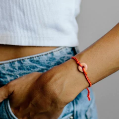 Pulseira Elo Trançada Rosa Com Laranja - comprar online