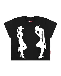 Camiseta Feminina Mad Enlatados Casal Cowboy Preta - comprar online