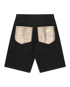 Jorts Jeans Mad Enlatados Detalhe de Cobra Preto - comprar online