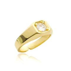 Anel Pedra Cristal (Ajustável) (Banho Ouro 18K) - comprar online