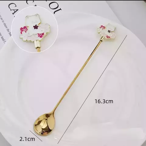 SET X6 CUCHARITA DORADA DISEÑO ROSE