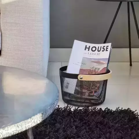 CANASTO MULTIFUNCION - MANIJA DE BAMBU - METAL BLACK