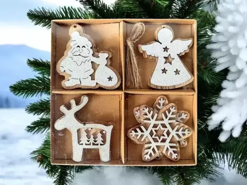 KIT X8 PIEZAS COLGANTE NAVIDEÑAS DE MADERA