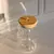 VASO CURVO CON TAPA DE BAMBU Y SORBETE DE VIDRIO - 500ml en internet