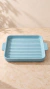 FUENTE PLANA CUADRADA PORCELANA COLOR CELESTE 20X20 CM en internet