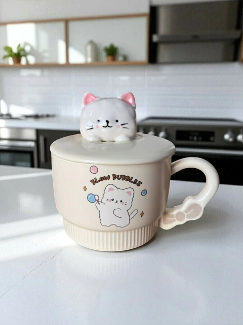 TAZA DE CERAMICA GRANDE HAPPY CATS 450cc