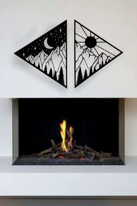 Cuadro diptico sol y luna