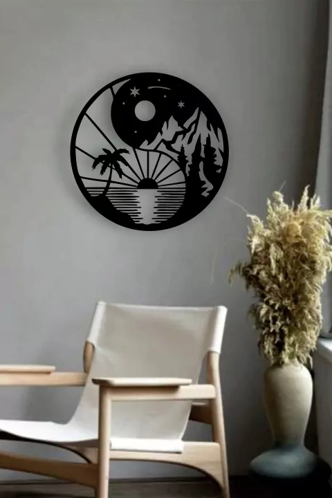 Cuadro playa y montañas yin y yang