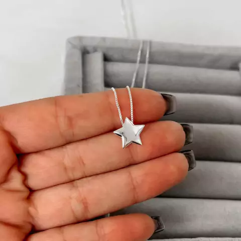 Conjunto brinco e colar mini estrela - Prata 925