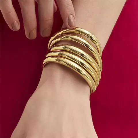 Bracelete abaulado - banhado a ouro 18k