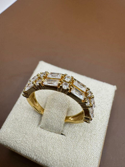 Anel duas voltas cravejado - Banho de ouro - comprar online