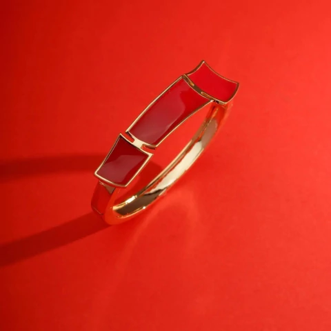 Bracelete esmaltado vermelho - banhado a ouro - comprar online