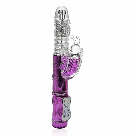 Vibrador Rotativo com Estimulador Clitoriano Borboleta (Roxo)