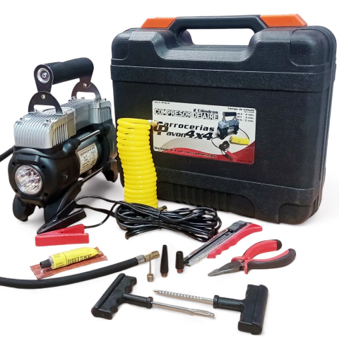 Compresor a Batería portatil con kit de herramientas 60l/min doble piston - comprar online