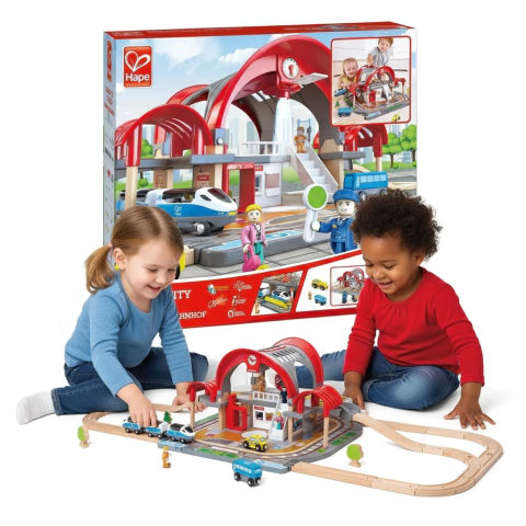 Gran Estación de Tren de Madera con Pistas Hape - comprar online