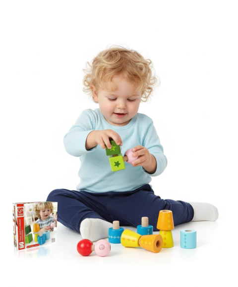 Bloques de Madera Enroscar Girar Motricidad Fina Hape - comprar online