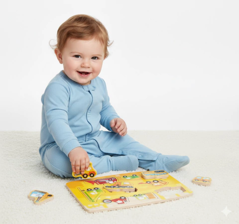 Rompecabezas Transportes de Construccion Didactico Hape - comprar online