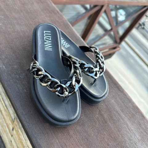 Flat Santorine Luzanni Corrente Preto