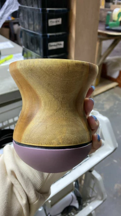 Cuia Bicolor Invertida Para Chimarrão em Madeira Diversas Cores