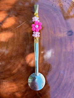 Bomba Inox Chimarrão Decorada Flor Pérola Diversas Cores - comprar online