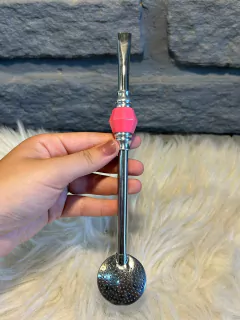 Imagem do Bomba de Chimarrão Inox Com Pedra Colorida Sem Rosca