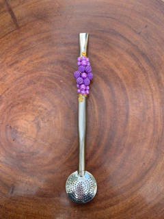 Bomba Inox Chimarrão Decorada Flor Pérola Diversas Cores - InemoChimas