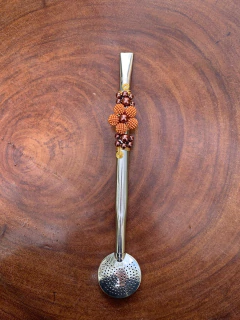 Bomba Inox Chimarrão Decorada Flor Pérola Diversas Cores - loja online