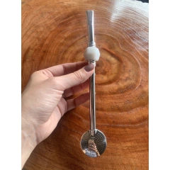 Imagem do Bomba de Chimarrão Inox Com Pedra Colorida Sem Rosca