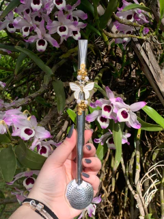 Bomba Inox Chimarrão Decorada Com Pingente PRIMAVERA Diversas Cores